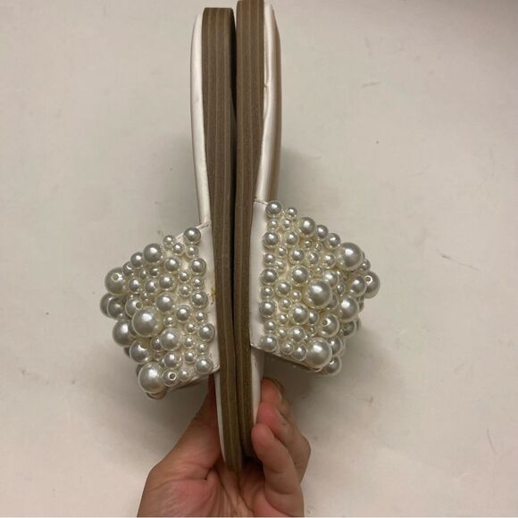 A New Day Nylah Pearl Slide Sandal Memory Foam beach wedding Bridal 6 NEW - Picture 5 of 9